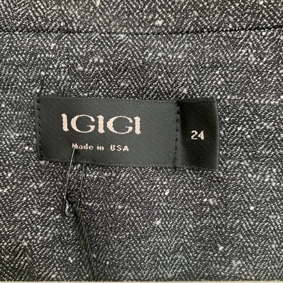 Igigi Gray Tweed Unstructured Jacket Plus Size 24 Lined Blazer Buttons Lapel NEW - Picture 5 of 14